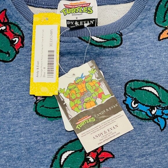 TMNT x Andy & Evan® Teenage Mutant Ninja Turtles Blue Unisex Sweat Set NWT 8 - Picture 4 of 11